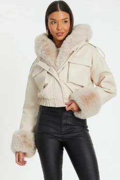Quiz Jackets & Coats>Faux Fur Bomber Jacket
