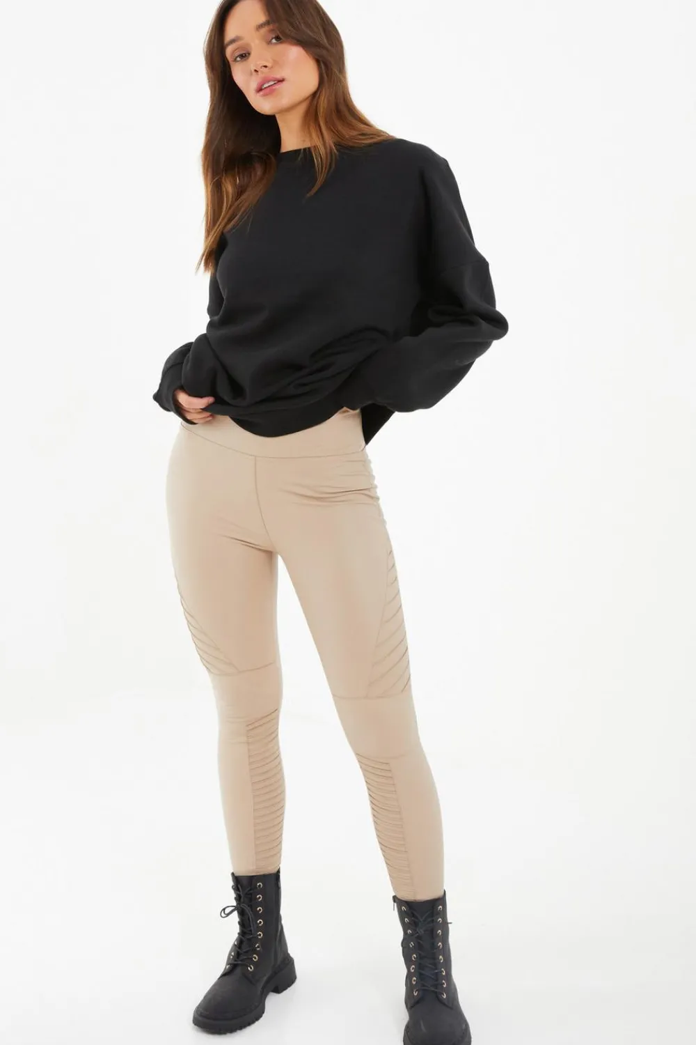 Quiz Workwear|Trousers>Faux Leather Seam Leggings