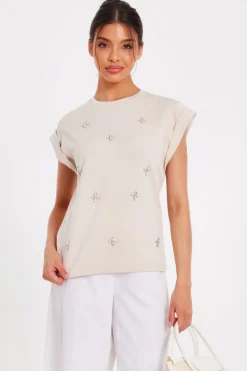 Quiz Summer Tops|Going Out Tops>Stone Gem Detail Top