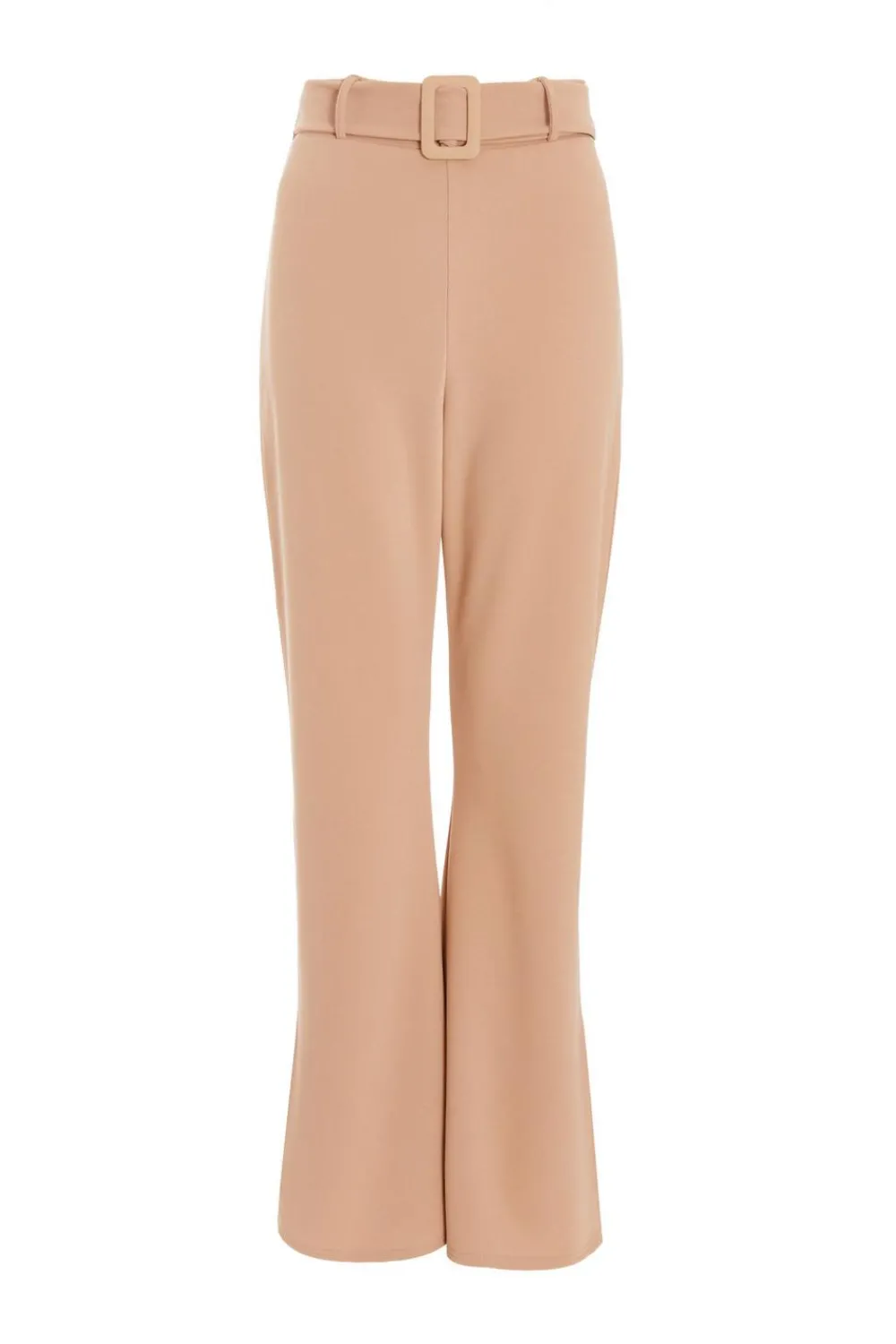 Quiz Workwear|Trousers>Stone High Waisted Split Hem Trousers
