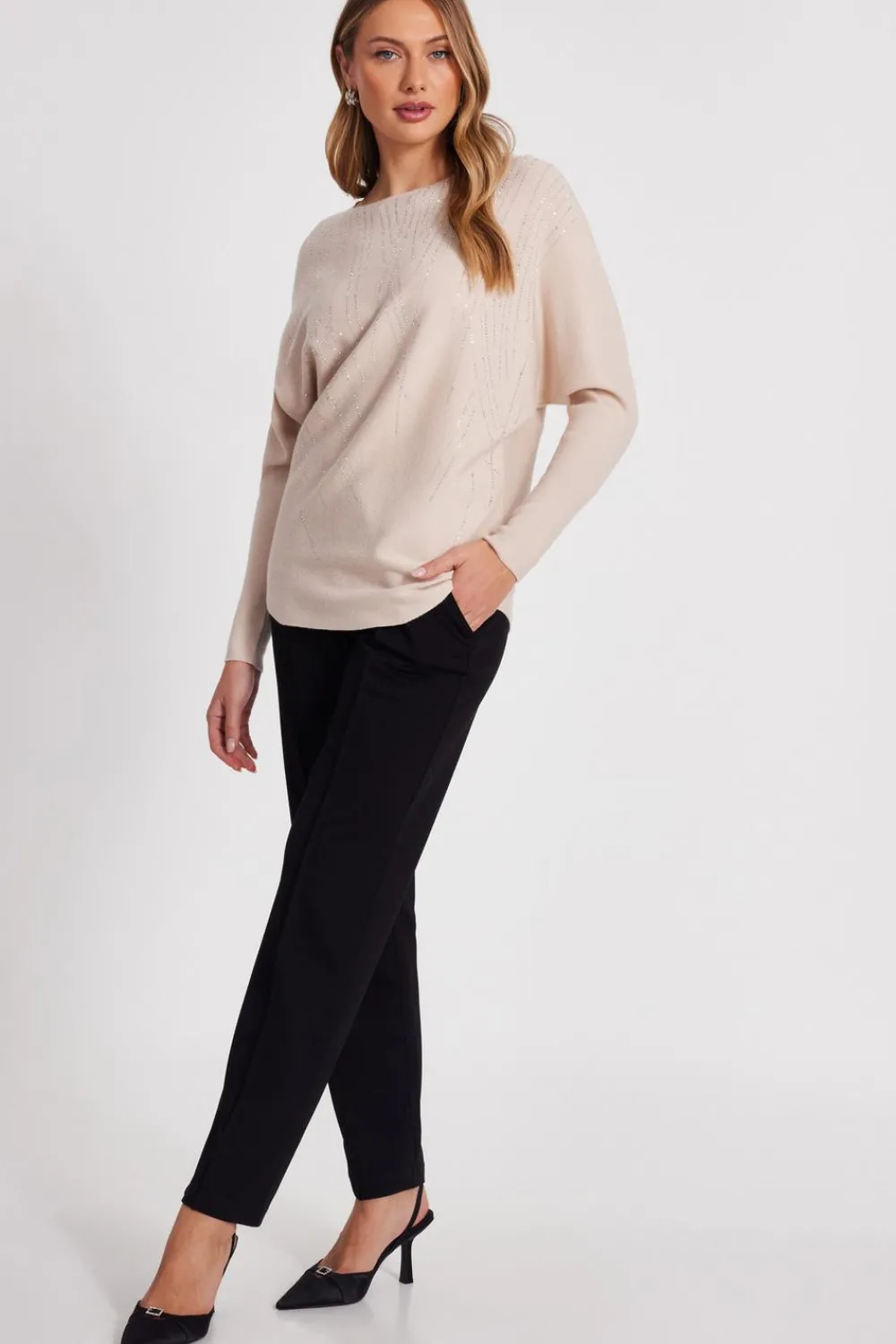 Quiz Knitwear|Jumpers>Stone Knit Diamante Jumper