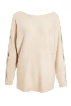 Quiz Knitwear|Jumpers>Knit Diamante Sleeve Jumper