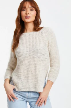 Quiz Knitwear|Jumpers>Stone Knit Split Hem Necklace Jumper