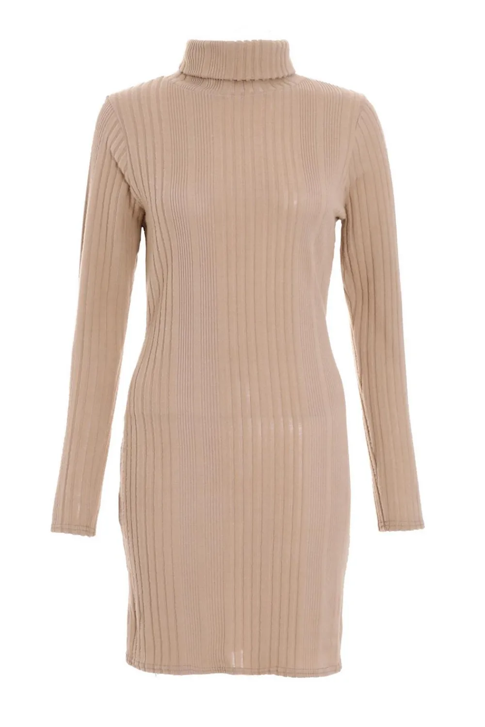 Quiz Knitwear|Mini Dresses>Stone Knitted High Neck Bodycon Mini Dress