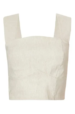 Quiz Summer Tops|Going Out Tops>Stone Linen Crop Top