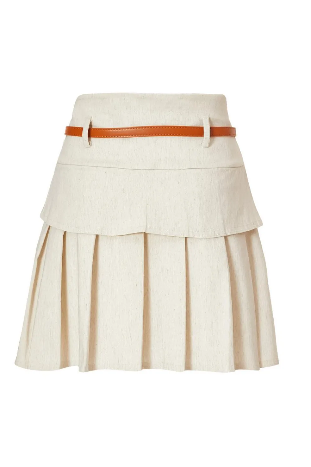 Quiz Summer Clothes|Skirts>Stone Linen Pleated Skirt