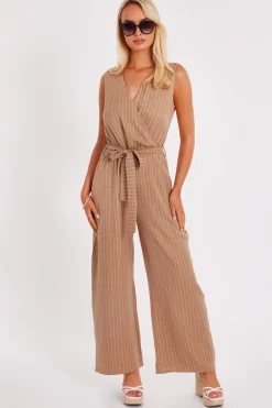 Quiz Summer Jumpsuits|Summer Clothes>Linen Striped Jumpsuit