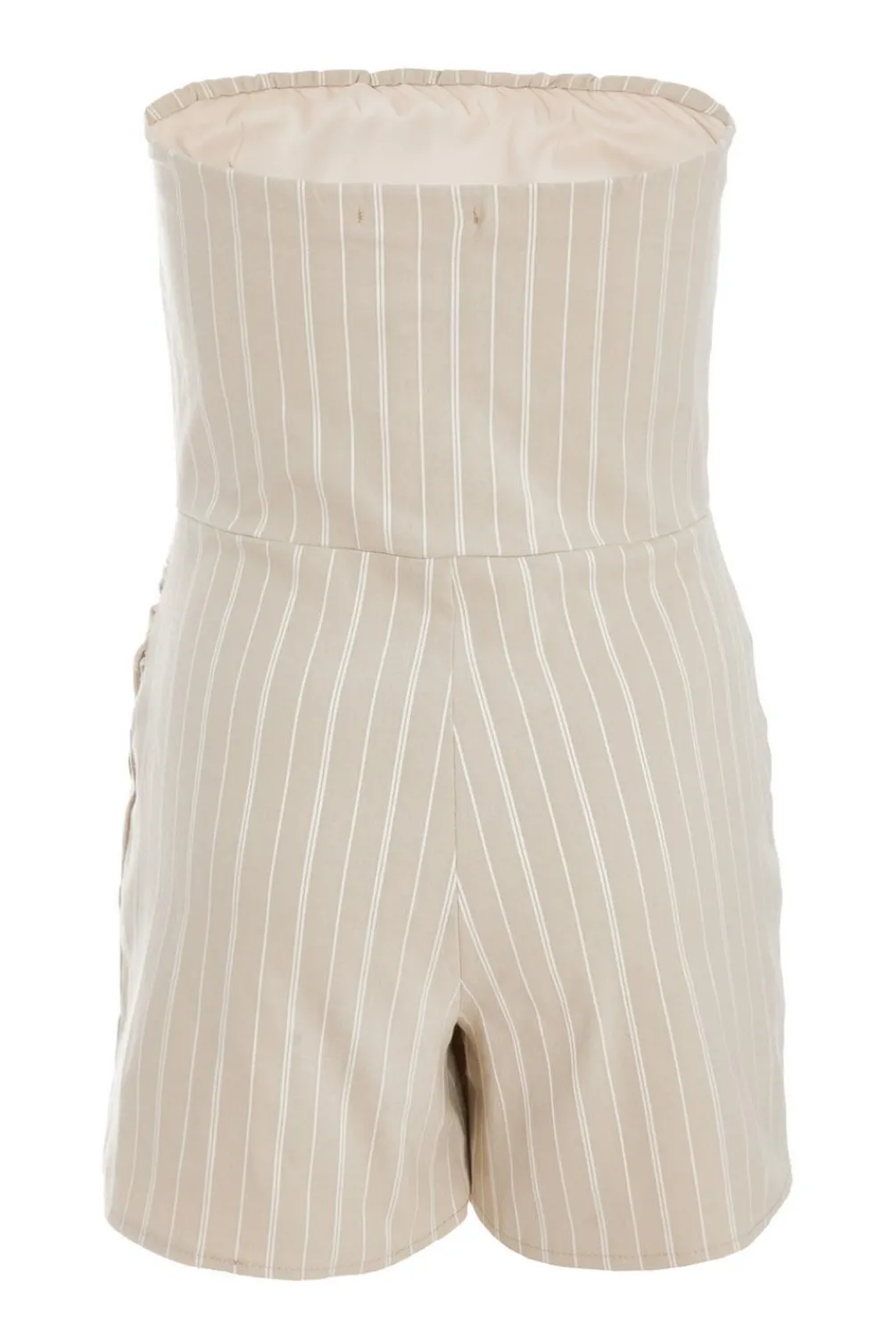 Quiz Playsuits|Playsuits>Stone Pinstripe Bandeau Skort Playsuit
