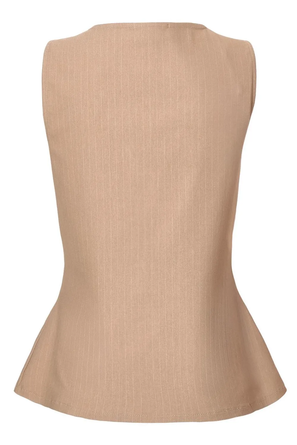 Quiz Waistcoat|Summer Tops>Stone Pinstripe Button Front Waistcoat
