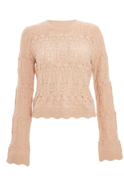 Quiz Knitwear|Casual Clothing>Stone Scalloped Knit Jumper