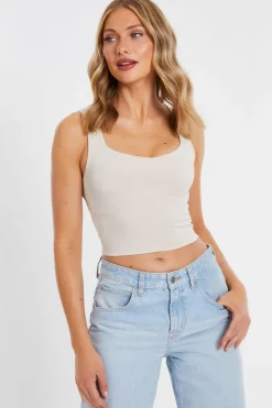 Quiz Summer Tops|Day Tops>Scoop Neck Crop Top