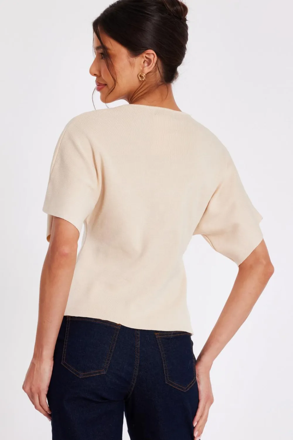 Quiz Day Tops|Tops>Short Sleeve Knit Cardigan
