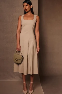Quiz Workwear|Going Out>Stone Square Neck Midaxi Dress