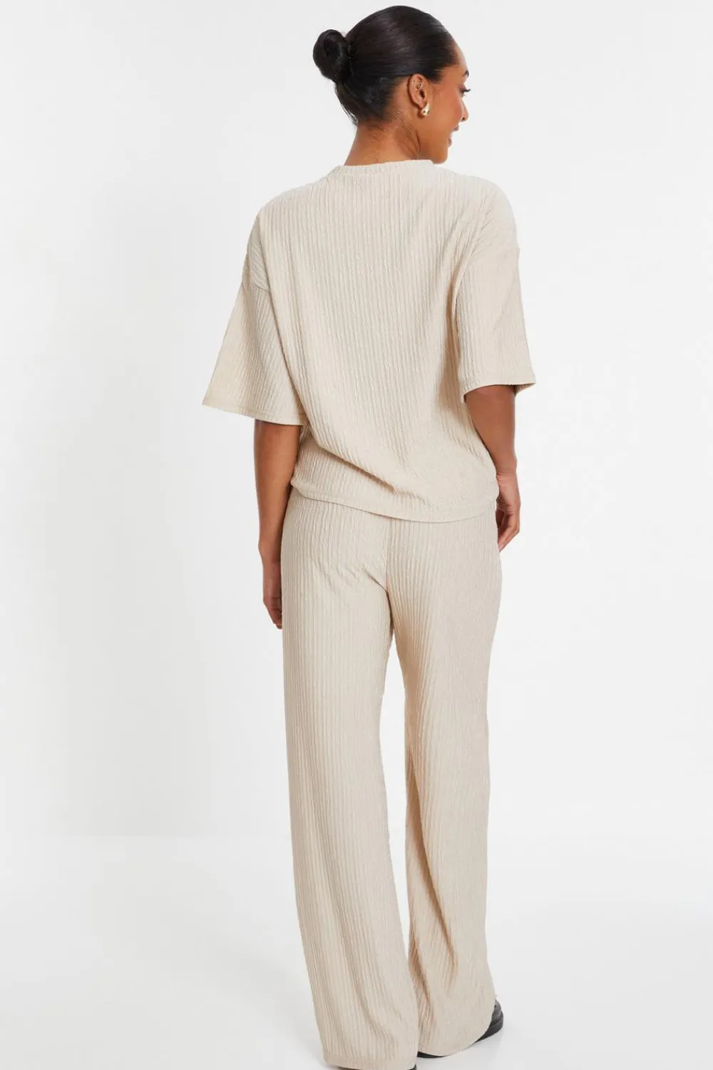 Quiz Workwear|Trousers>Textured Palazzo Trousers