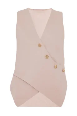 Quiz Waistcoat|Going Out Tops>Stone Wrap Waistcoat