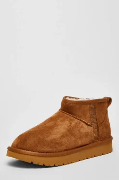 Quiz Boots>Faux Suede Diamante Ankle Boots