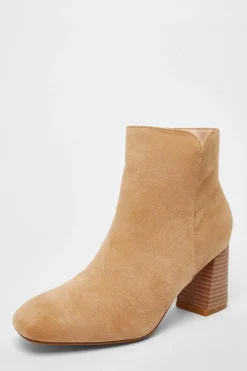 Quiz Heels|Boots>Tan Faux Suede High Heel Ankle Boot