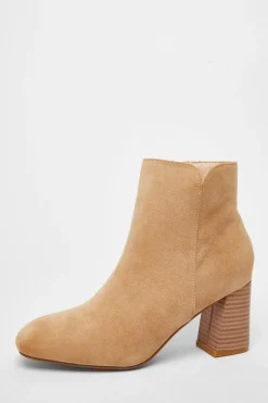 Quiz Heels|Boots>Tan Faux Suede High Heel Ankle Boot