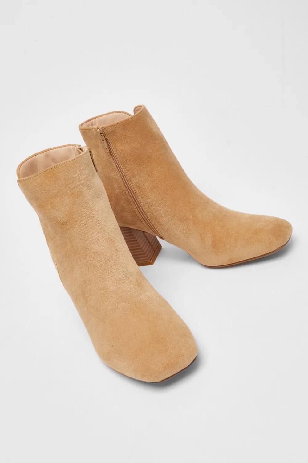 Quiz Heels|Boots>Tan Faux Suede High Heel Ankle Boot