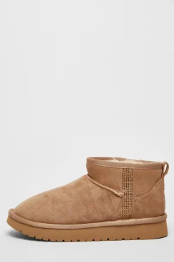 Quiz Boots>Faux Suede Diamante Ankle Boots