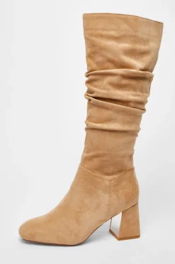 Quiz Heels|Boots>Faux Suede Ruched Heeled Boots