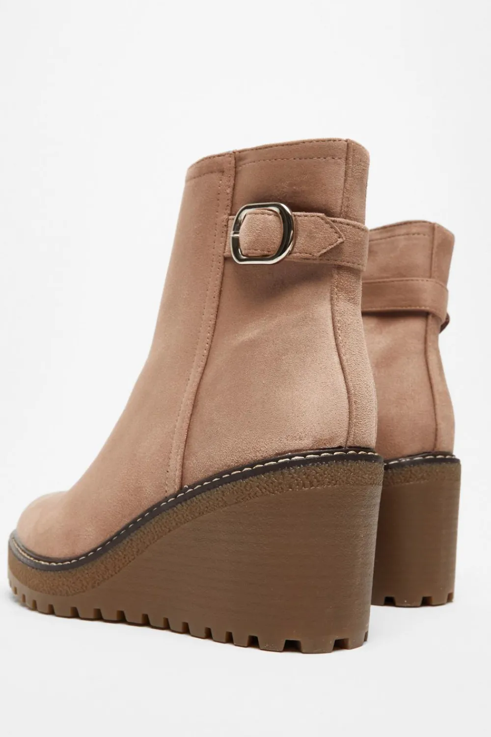 Quiz Wedges|Boots>Taupe Faux Suede Wedged Ankle Boots