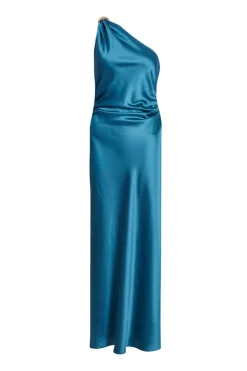 Quiz Evening Dresses|Day At The Races>Teal Satin One Shoulder Midaxi Dress