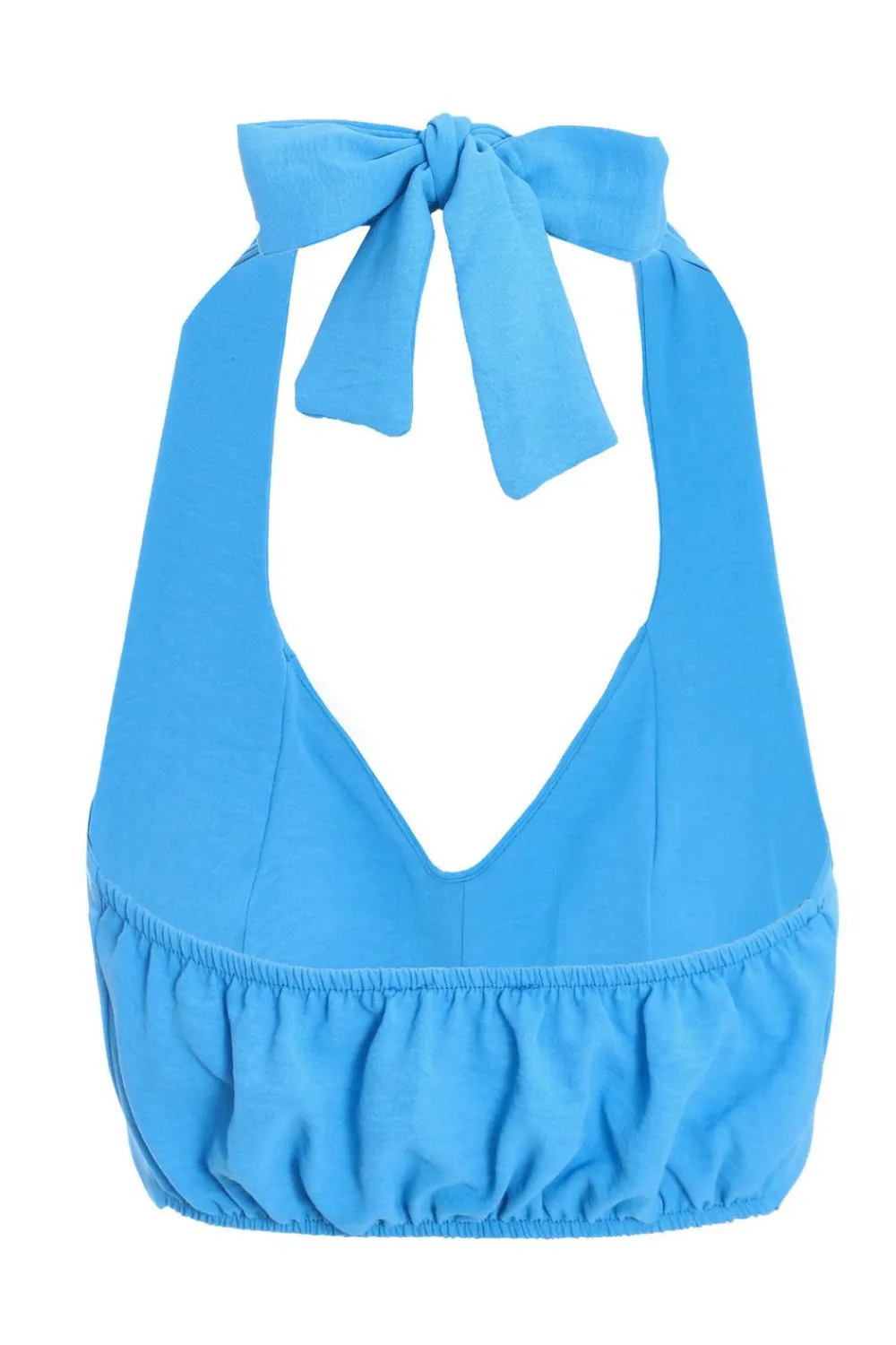 Quiz Summer Tops|Crop Tops>Turquoise Halter Neck Crop Top