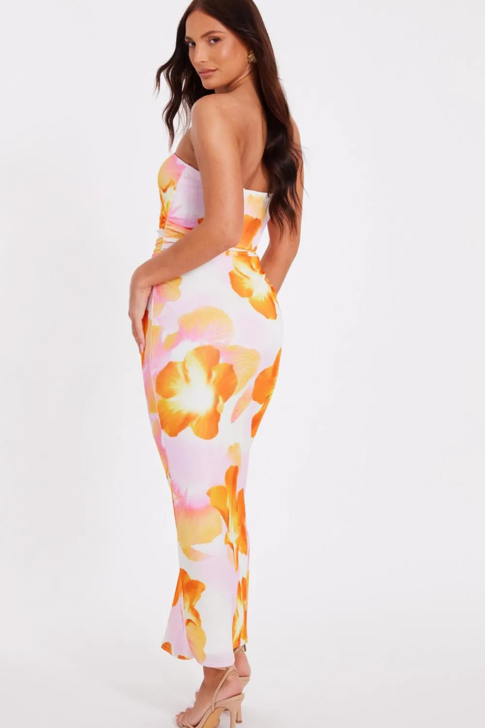 Quiz Summer Clothes|Holiday>White Bandeau Floral Midaxi Dress