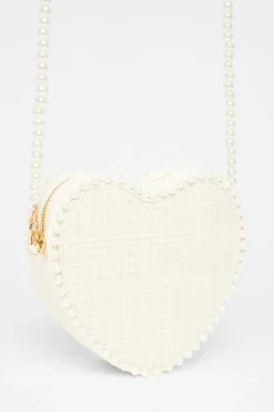 Quiz Wedding Accessories|Bags>White Boucle Heart Bag