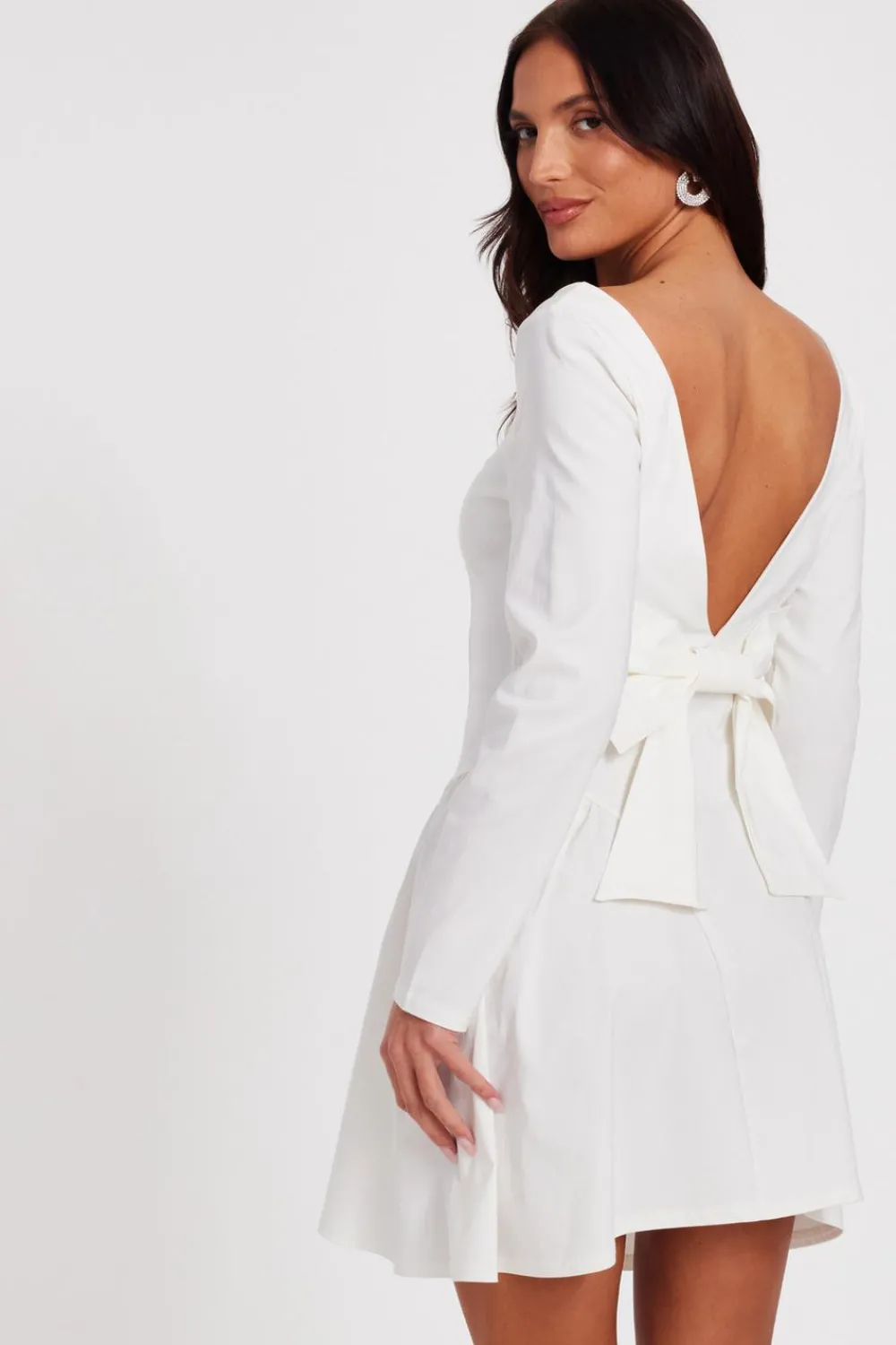 Quiz Going Out|Dresses>White Bow Back Skater Dress