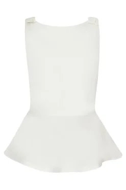 Quiz Summer Tops|Going Out Tops>White Bow Shoulder Peplum Top