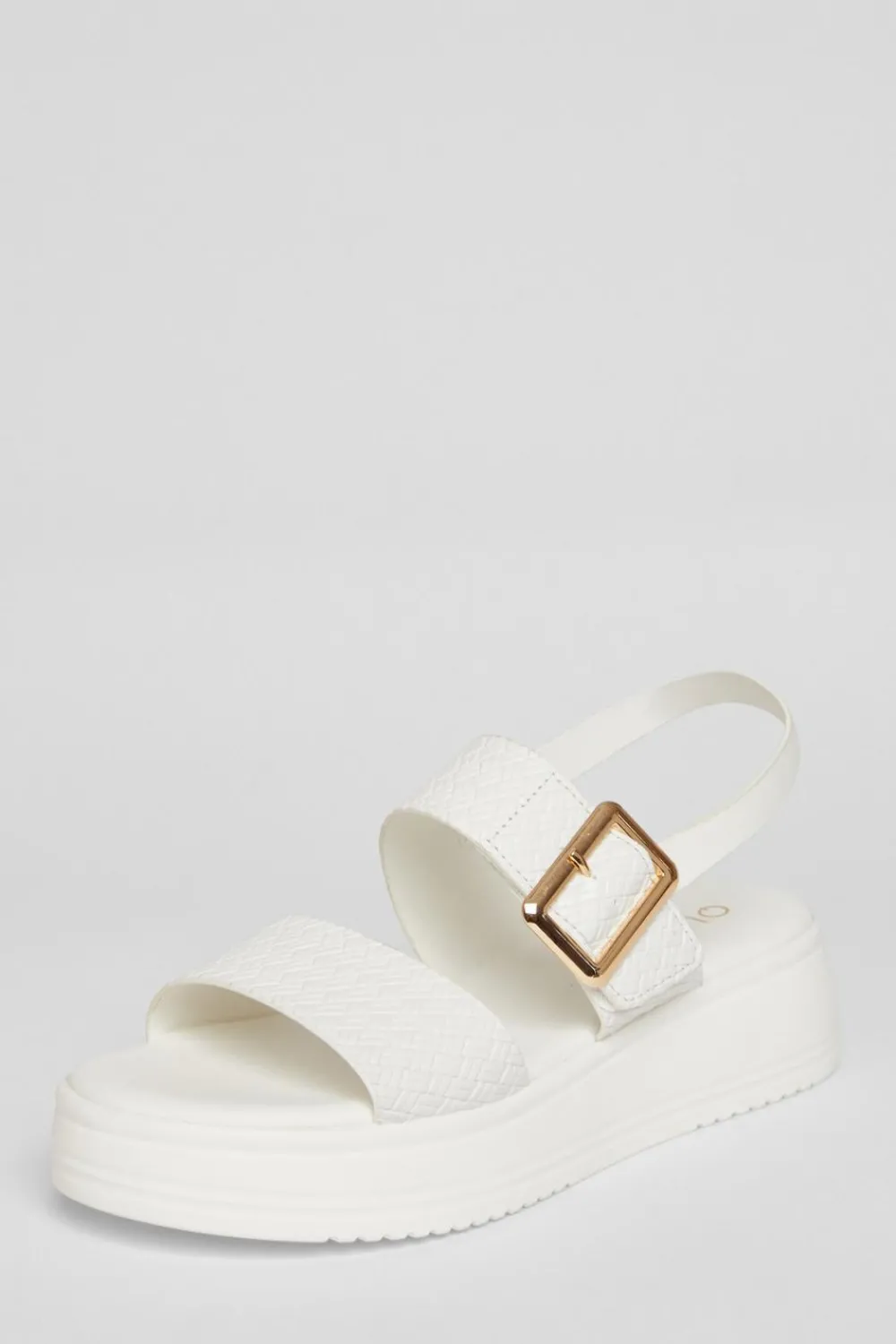 Quiz Sandals|Holiday Shoes>White Buckle Flatform Sandals