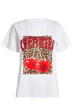 Quiz Going Out Tops|Day Tops>White Cherry Graphic T-Shirt