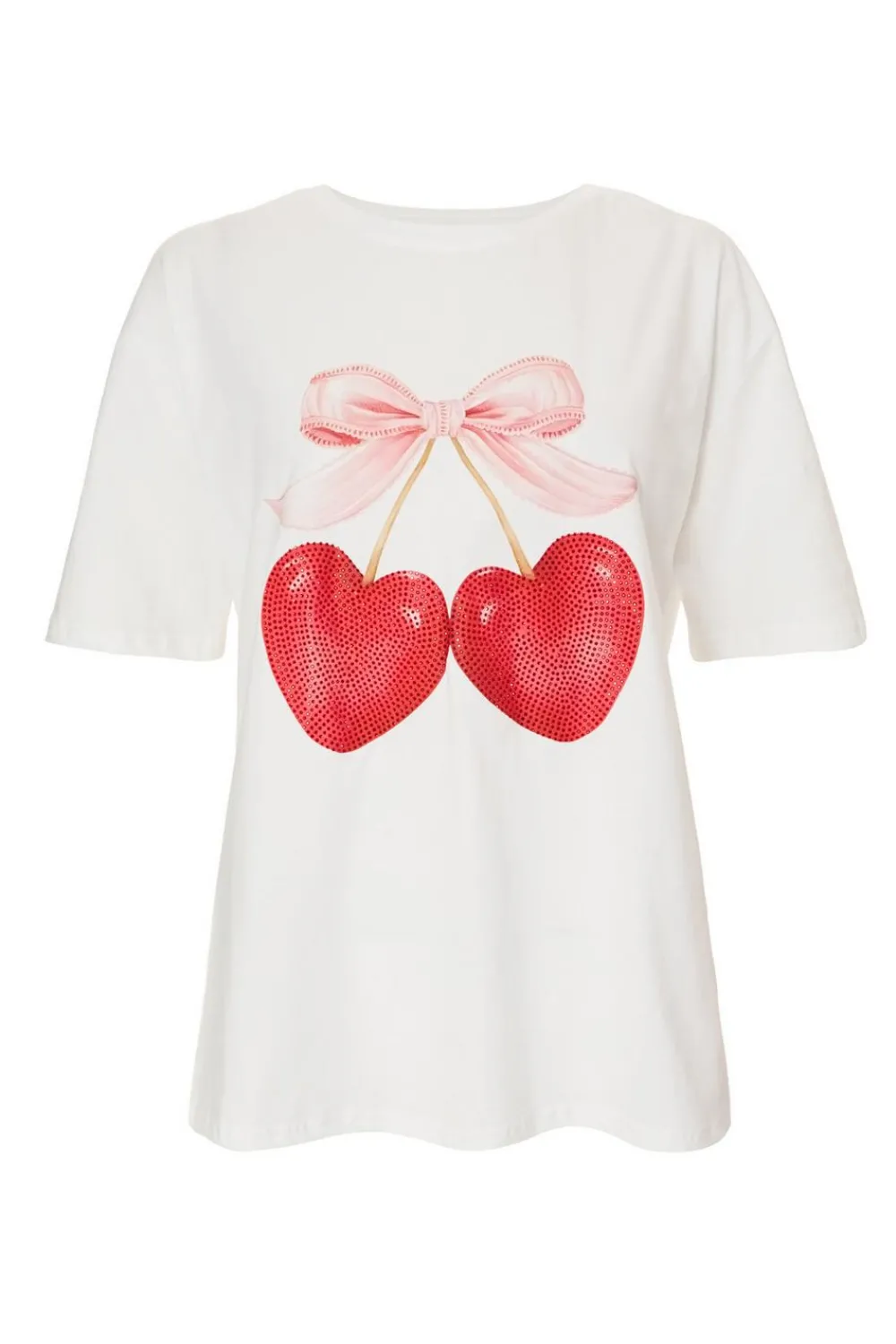 Quiz T-Shirts|Day Tops>White Cherry Print Boxy Top