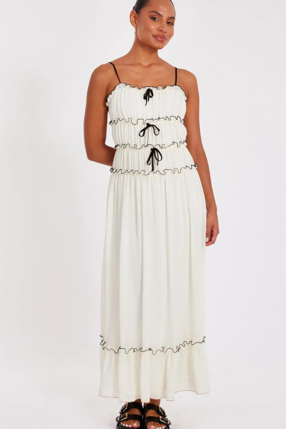 Quiz Summer Clothes|Holiday>White Chiffon Strappy Midaxi Dress