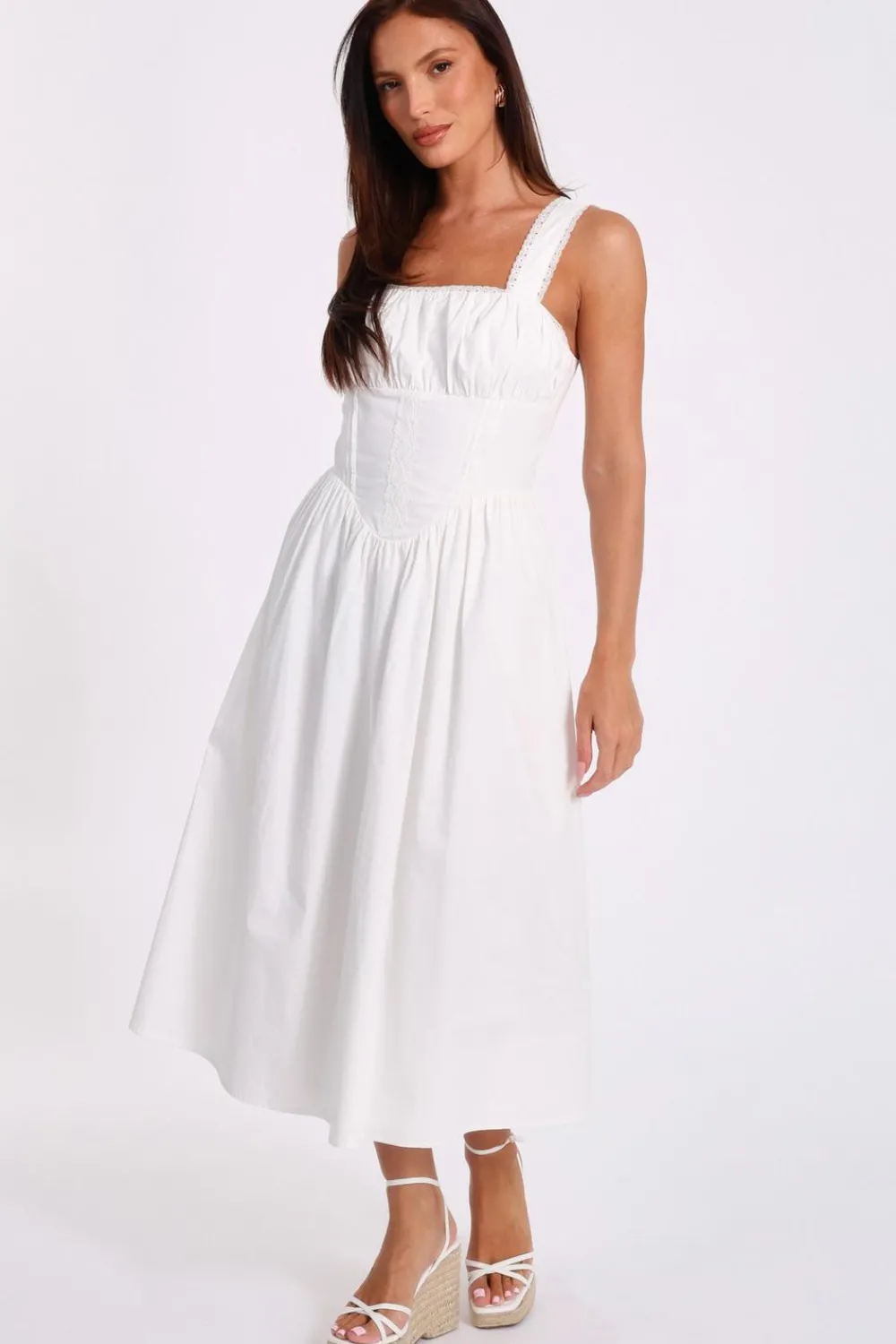 Quiz Summer Clothes|Holiday>White Corset Detail Midi Dress