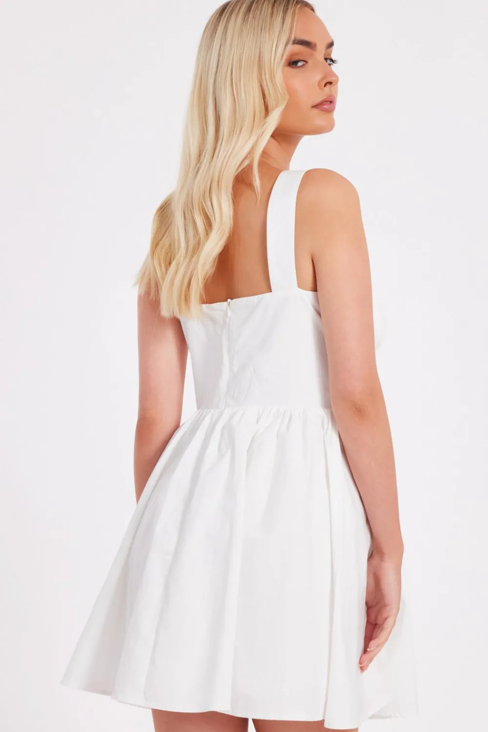 Quiz Summer Clothes|Holiday>White Corset Detail Skater Dress