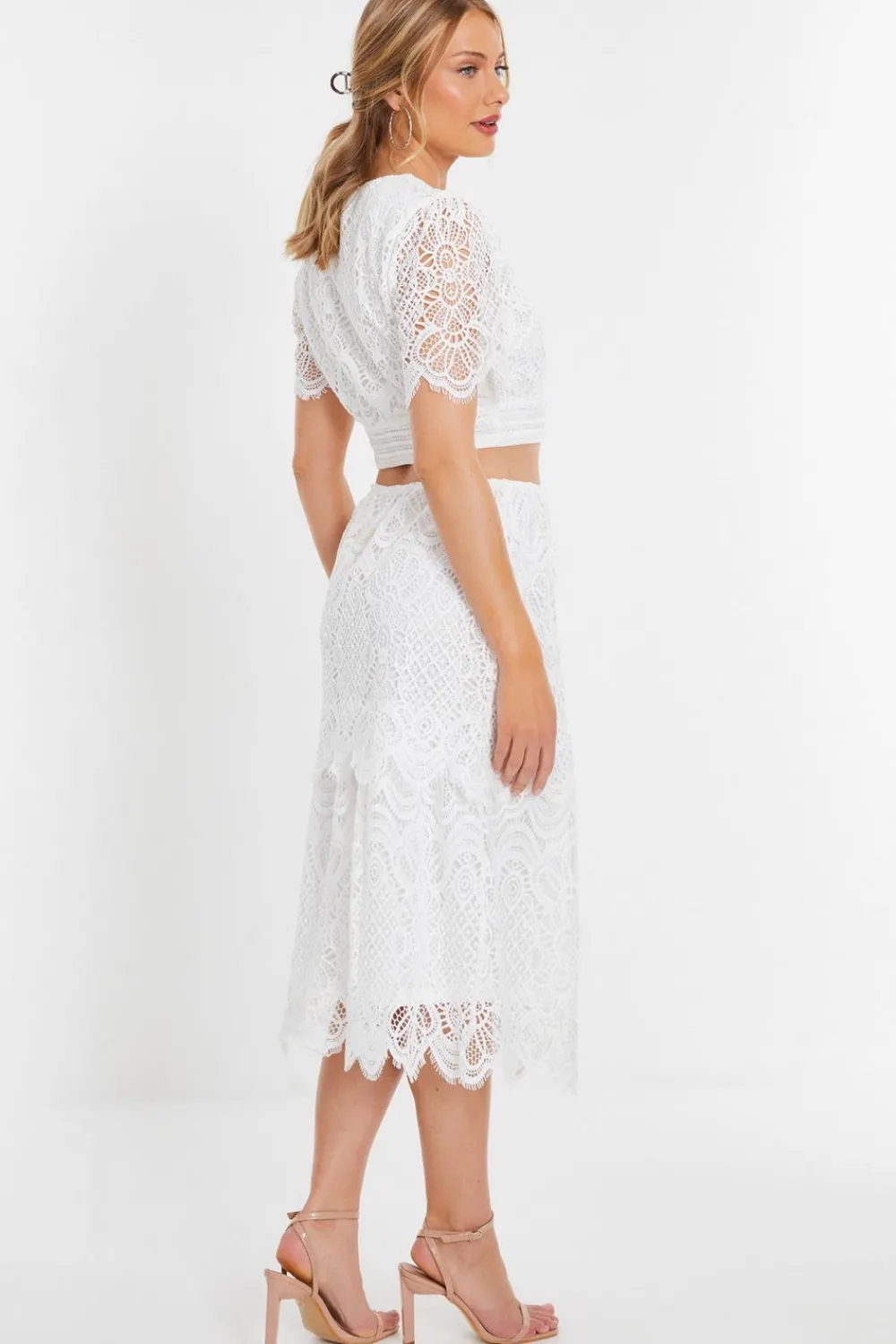 Quiz Summer Clothes|Holiday>White Crochet Lace Skirt