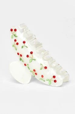 Quiz Holiday Accessories|Hair Accessories>White Diamante Cherry Hair Claw