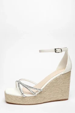 Quiz Wedges|Sandals>Diamante Cross Strap Wedges