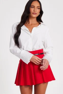 Quiz Shirts & Blouses|Day Tops>White Diamante Cuff Shirt