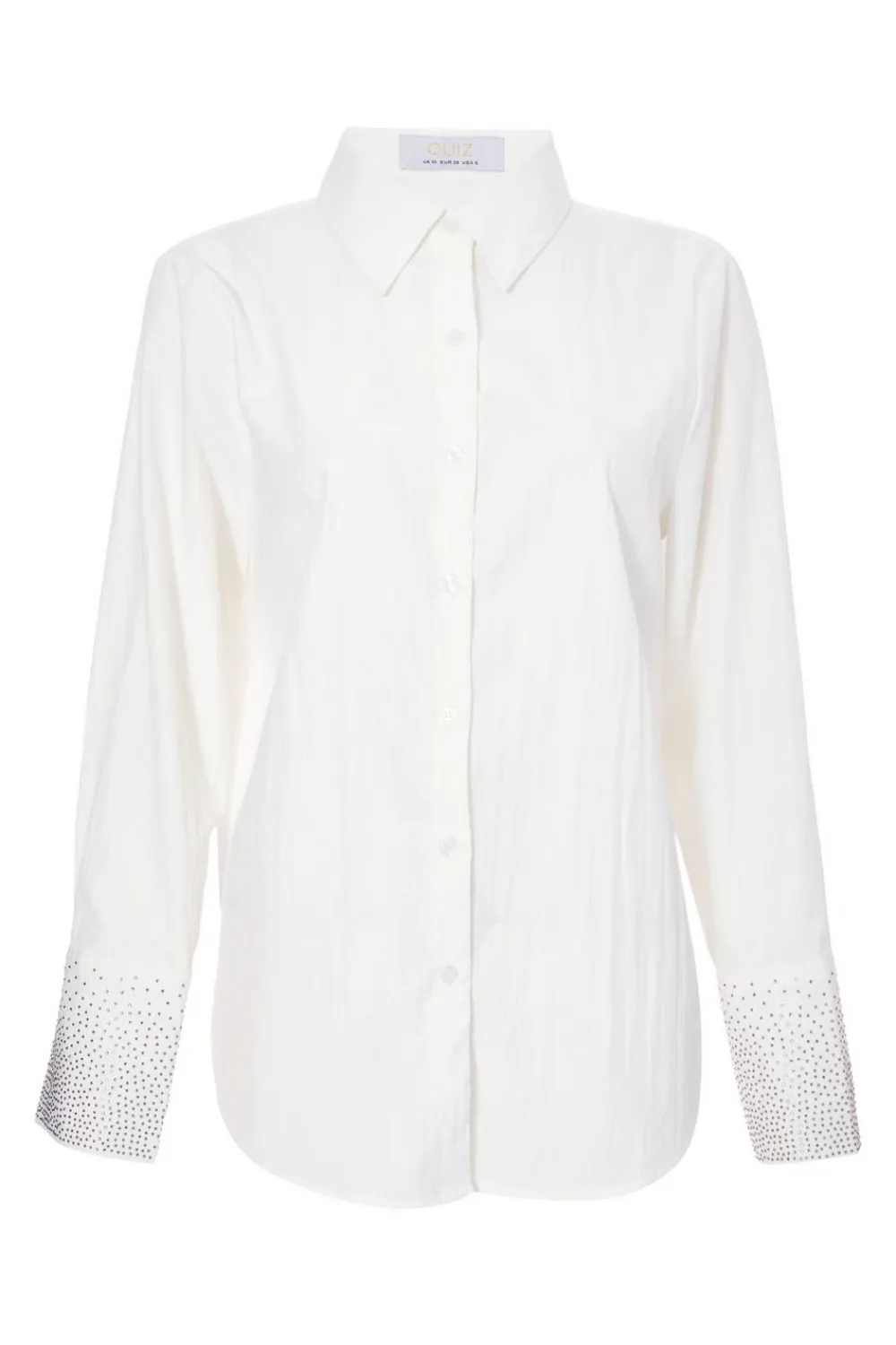 Quiz Shirts & Blouses|Day Tops>White Diamante Cuff Shirt