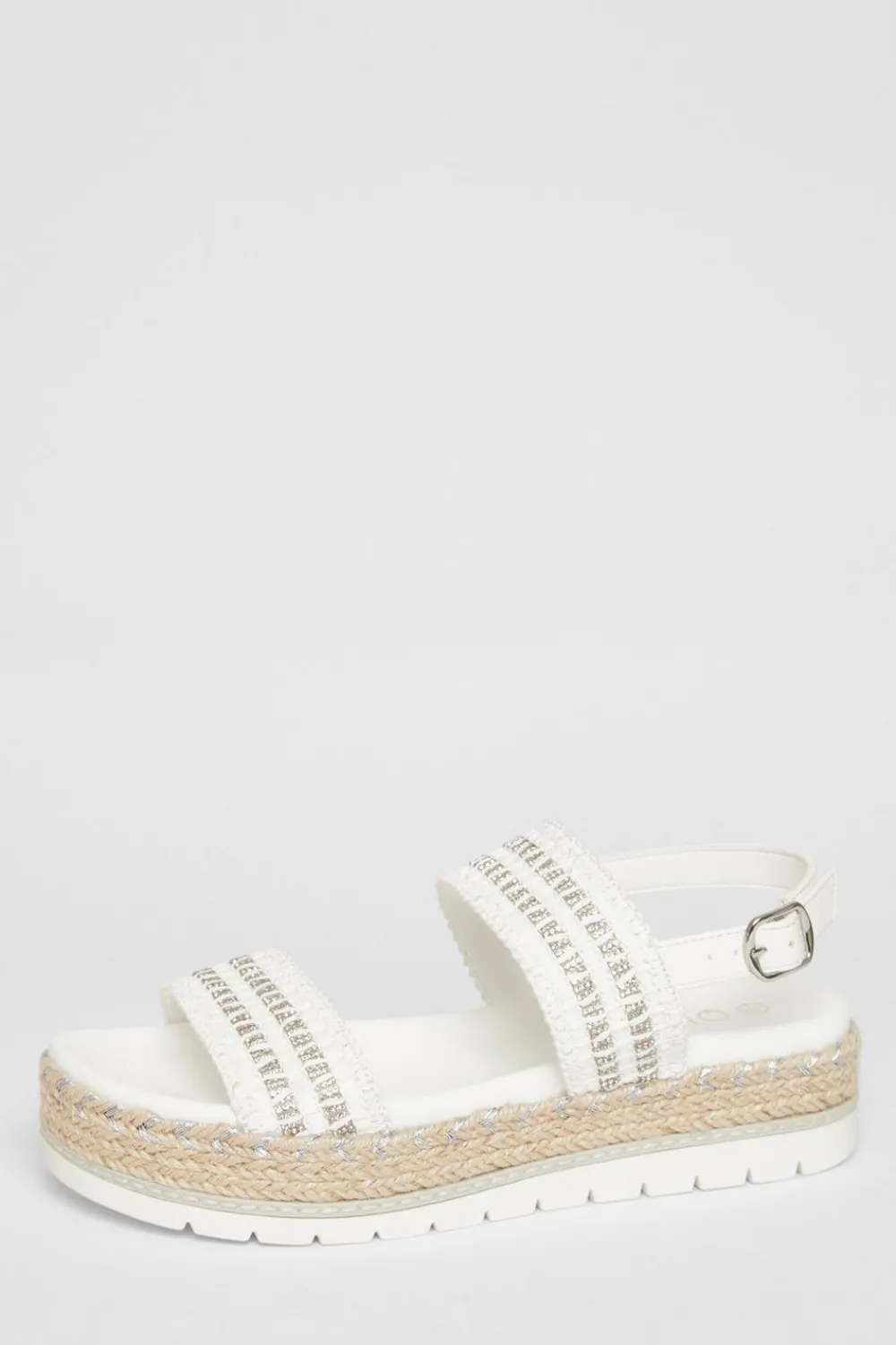 Quiz Sandals|Holiday Shoes>White Diamante Flatform Sandals