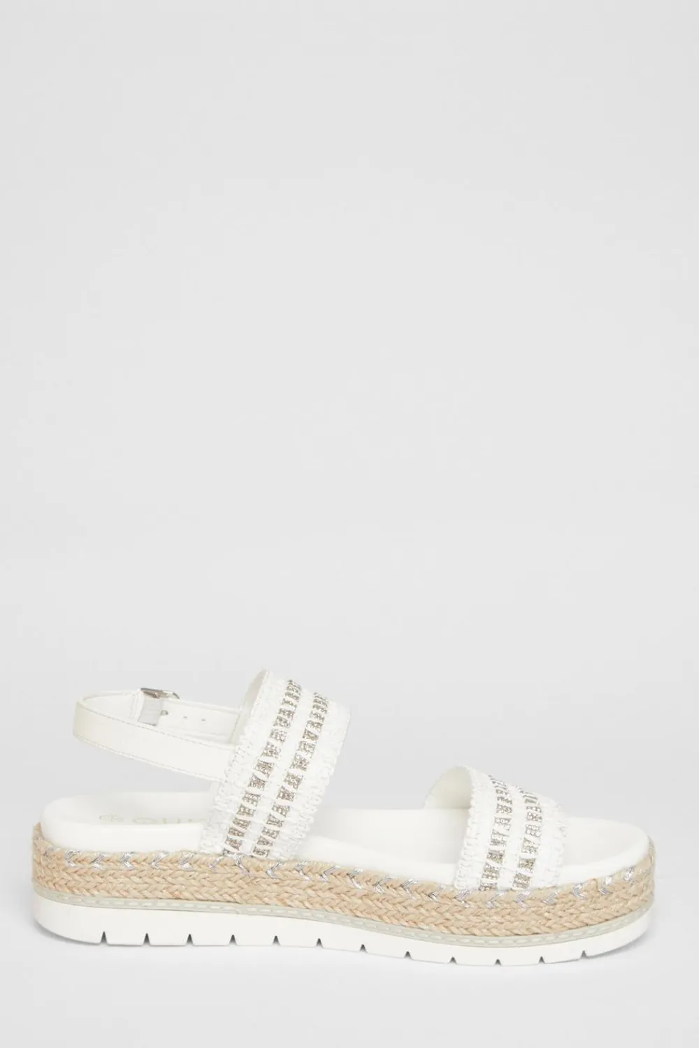 Quiz Sandals|Holiday Shoes>White Diamante Flatform Sandals