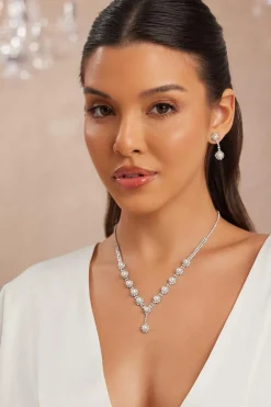 Quiz Wedding Accessories|Jewellery Sets>White Diamante Pearl Jewellery Set