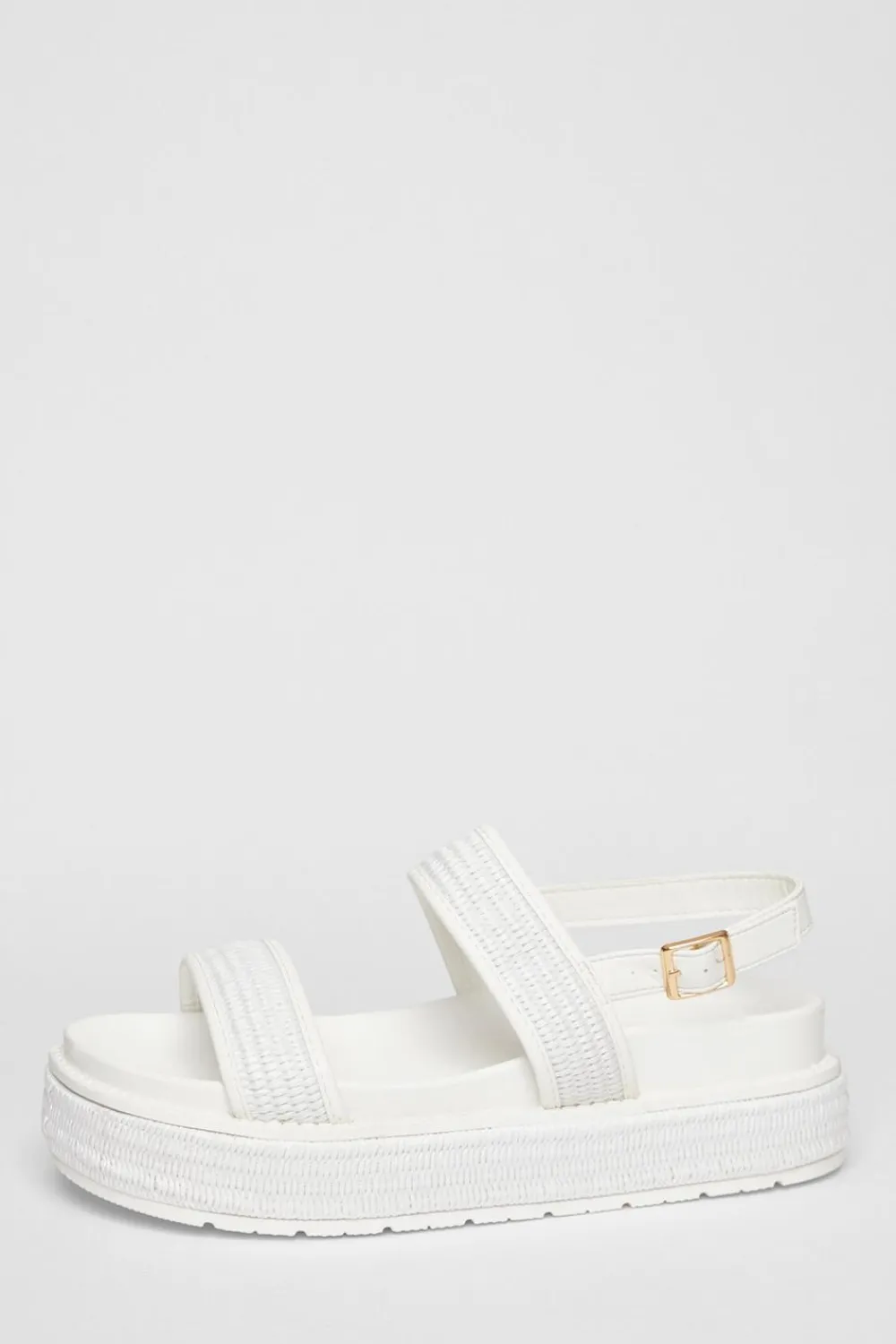 Quiz Sandals|Holiday Shoes>White Double Strap Flatform Sandals