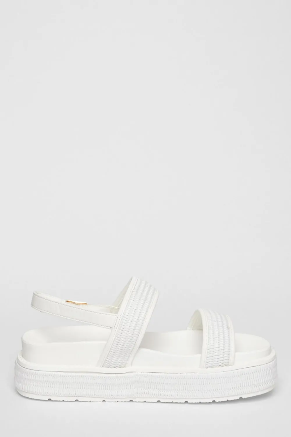 Quiz Sandals|Holiday Shoes>White Double Strap Flatform Sandals