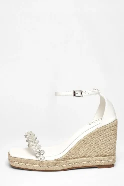 Quiz Wedges|Sandals>White Embellished High Wedges