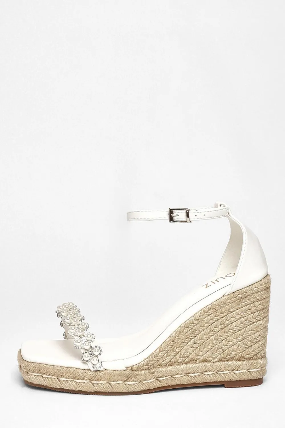 Quiz Wedges|Sandals>White Embellished High Wedges